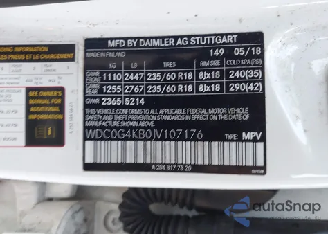 2018 Mercedes-Benz Glc 4Matic z USA, uszkodzony, nr VIN WDC0G4KB0JV107176